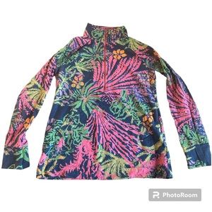 Lilly Pulitzer Women's UPF 50+ Skipper Popover All A Glow quarter zip size xs